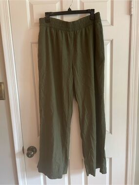Old Navy Olive Green Wide Leg High Rise Linen Pants